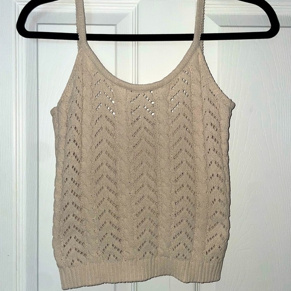 unbranded Tops - Women's Beige Crochet Knit Sleeveless Tank Top Medium